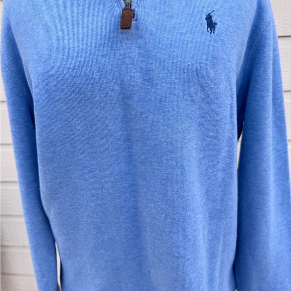 Polo by Ralph Lauren Men's Blue Quarter-Zip Sweater - Picture 10 of 11